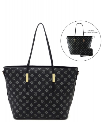 CM Monogram 2-in-1 Shopper Bag CM708 BLACK